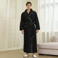 thumbnail image 2 of JTieacloth Big & Tall Nightshirt Fleece Bathrobe Winter Warm Cozy Shawl Collar Long Sleeve Robe Soft Loungewear Kimono Spa Robe For Home Black, 2 of 3