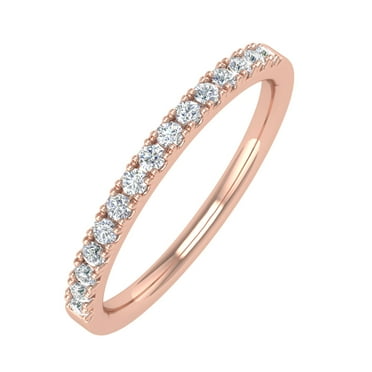 1/5 Carat Prong Set Diamond Wedding Band Ring in 14K Rose Gold (Ring Size 7) (I1-I2 Clarity)