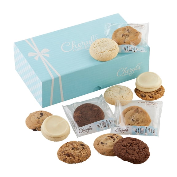 Cheryl's Cookies® Cookie Gift Box w/ 12 Assorted Cookies, Chocolate Chip, Oatmeal Raisin, Chocolate, Sugar & Buttercream Frosted Individually Wrapped, Gourmet, Handmade, Any Occasion, Family, Friends