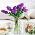 thumbnail image 4 of 30pcs Artificial Tulips Flowers Fake Latex Tulip Stems - Real Touch Faux Lavender Purple Tulips Flower for Easter Spring Wedding Bouquet Centerpiece Floral Arrangement Wedding Cemetery Table Decor, 4 of 8