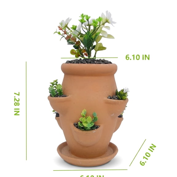 Renyuanyuan Terracotta Strawberry Tower Planter for Flowers, Succulents & Herbs, 7.28x6.1x6.1in