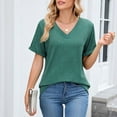 thumbnail image 6 of ICHUANYI Womens Summer T-Shirts Short Sleeve V Neck Tops Solid Loose Fit Shirts Spring Fashion, 6 of 8