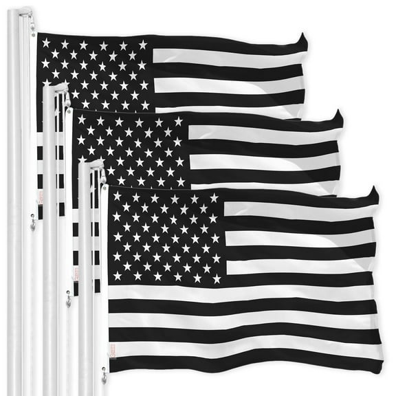 USA Black and White Flag 3x5FT 3-Pack 150D Printed Polyester By G128