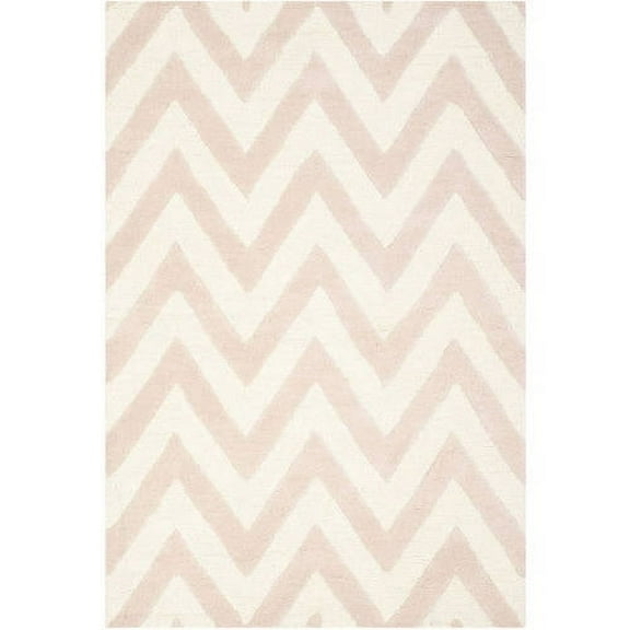 SAFAVIEH Cambridge Kaitlyn Geometric Wool Area Rug, Light Pink/Ivory, 2'6" x 4'