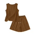 thumbnail image 4 of Soyumi Womens Short Sets 2 Piece Vacation Outfits Sleeveless Tank Top and Shorts Matching Set with Pockets, Brown, 4 of 6