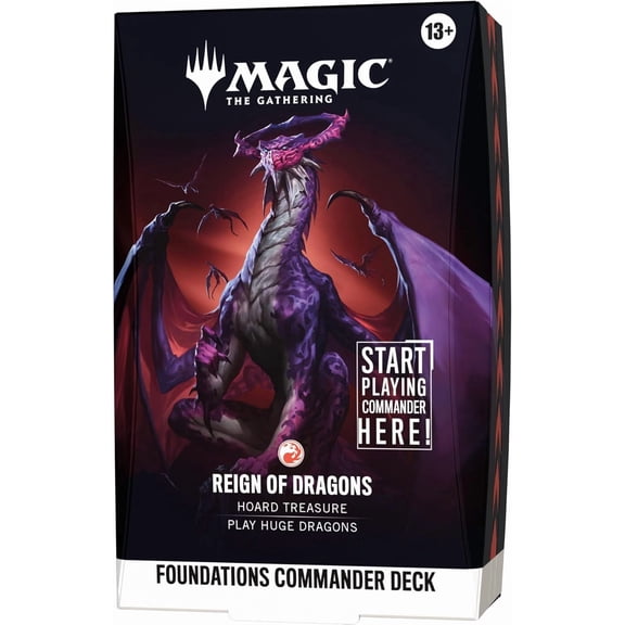 Magic: The Gathering Foundations Commander Deck - Reign of Dragons - 100-Card Deck + Accessories