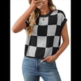 thumbnail image 3 of Suéter de Verano para Mujer, de Punto, con Cuello Redondo, Mangas y Bloques de Color, Color Negro, Talla M, 3 of 9