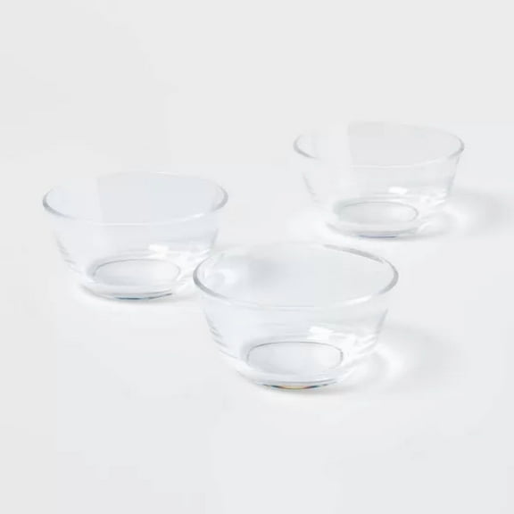 8oz 3pk Plastic Mini Bowls: Clear Snack Bowls, Dishwasher-Safe, Small Round Dining Set