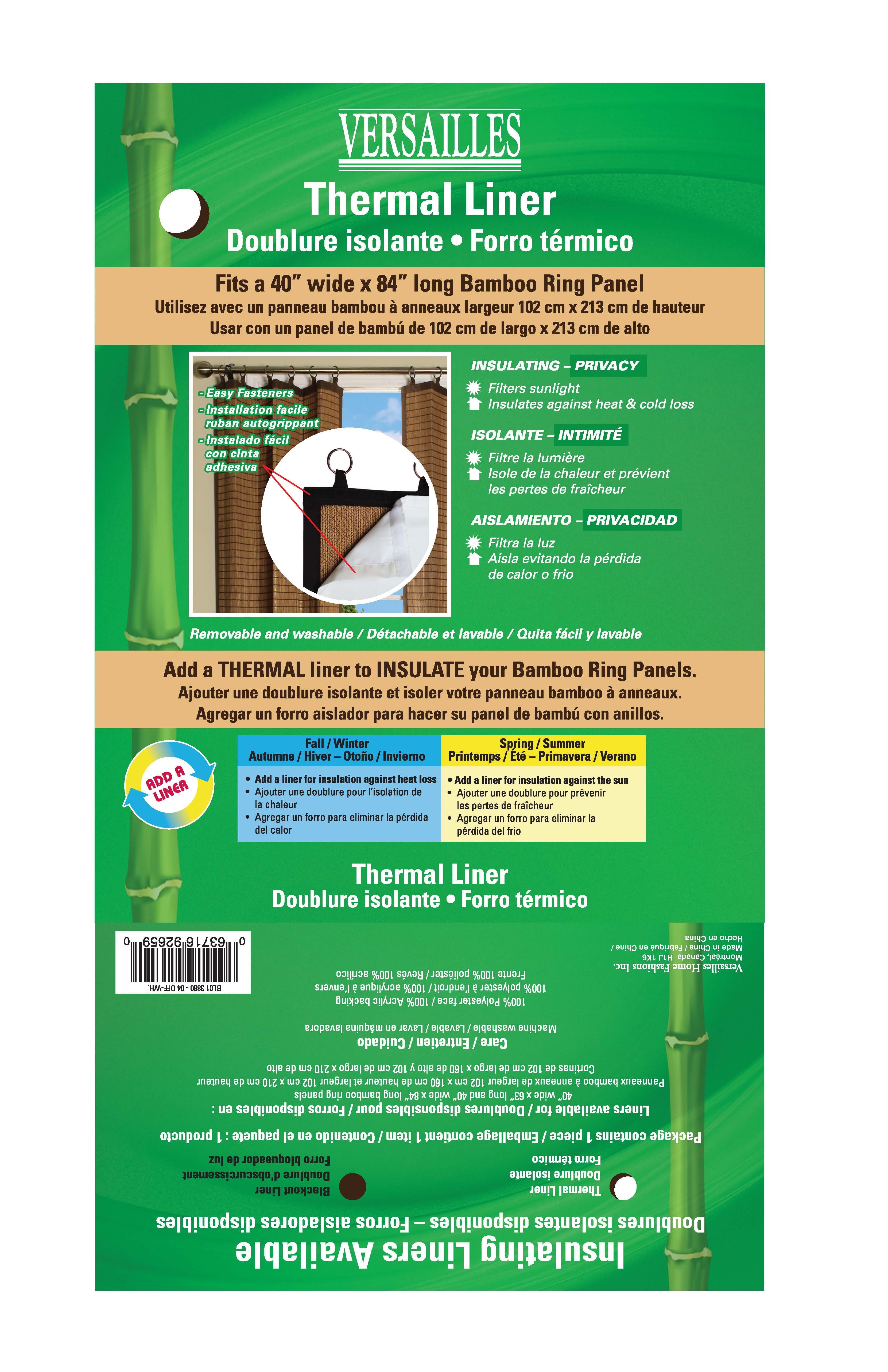 versailles insultating thermal liner for bamboo ring top panels 84in walmart com walmart com