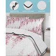 thumbnail image 4 of Quilts Twin Size Bedding Set, Pink Wisteria Lightweight Quilted Comforter, Sprinng Summer Pastoral Flowers Botanical Soft Reversible Bedspread Coverlet with Pillow Covers for All Season, 68" x 86", 4 of 7