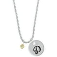 thumbnail image 1 of Delight Jewelry Goldtone Mini March - Hot Blue Crystal Heart Silvertone Script Initial Disc - D - Charm Necklace, 20"+3", 1 of 4