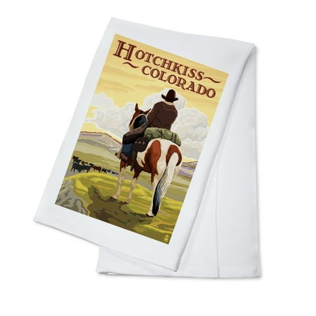 

Hotchkiss Colorado Cowboy Watching Cattle (100% Cotton Tea Towel Decorative Hand Towel Kitchen and Home)