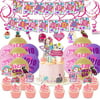 Jojo Siwa Birthday Party Supplies 60PCS Jojo Party Decorations Including 1 Piece Purple Happy Birthday Banner, 24 Pieces Girl Cupcake Toppers, 1 Piece Big JOJO Cake Topper, 18PCS Fantastic Balloon, 16