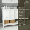 thumbnail image 5 of Boyel Living 48 inch Bathroom Vanity Marble Counter-Top Ceramic Basin White Solid Wood Bathroom Cabinet with Bathroom Mirror, 5 of 10