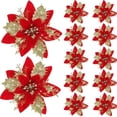 thumbnail image 2 of 10/5/1 piezas de flores artificiales con purpurina para Navidad, adornos para árbol de Navidad, decoración navideña para el hogar y Año Nuevo 2024, 2 of 5
