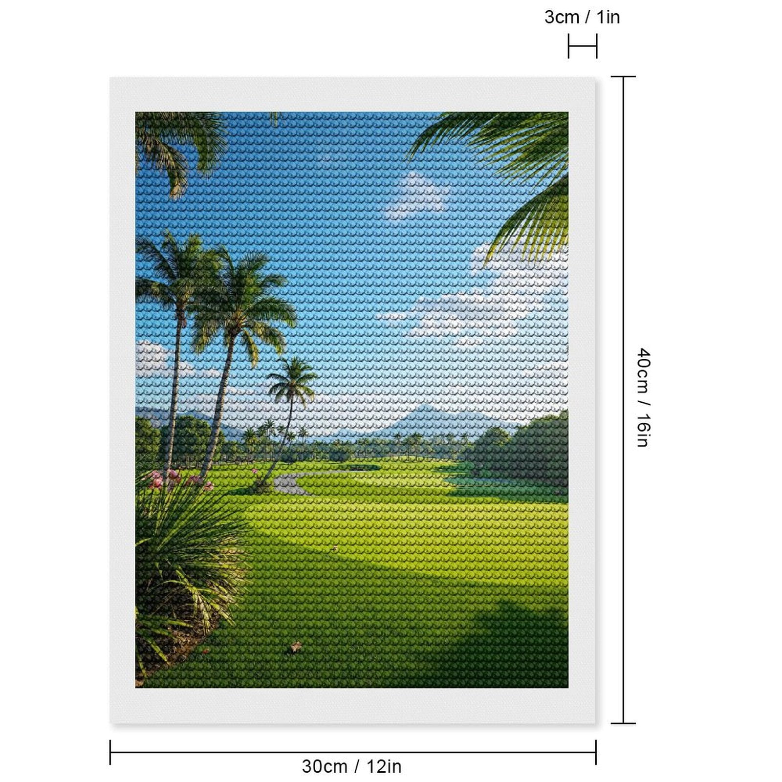 Diamond Art Kits for Adults, Golf Course Tropical Landscape Vista 5D Diamond Painting Kits for Adults Beginners, DIY Full Drill Diamond Painting, Gem Art and Crafts 12x16