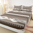 thumbnail image 3 of Feelyou Modern Boho Lines Bed Sheets for Men, Brown Cycle Abstract King Sheets, Fashion Stripes Art Sheet Set, Luxury Bedroom Decor, 4-Piece, 3 of 7