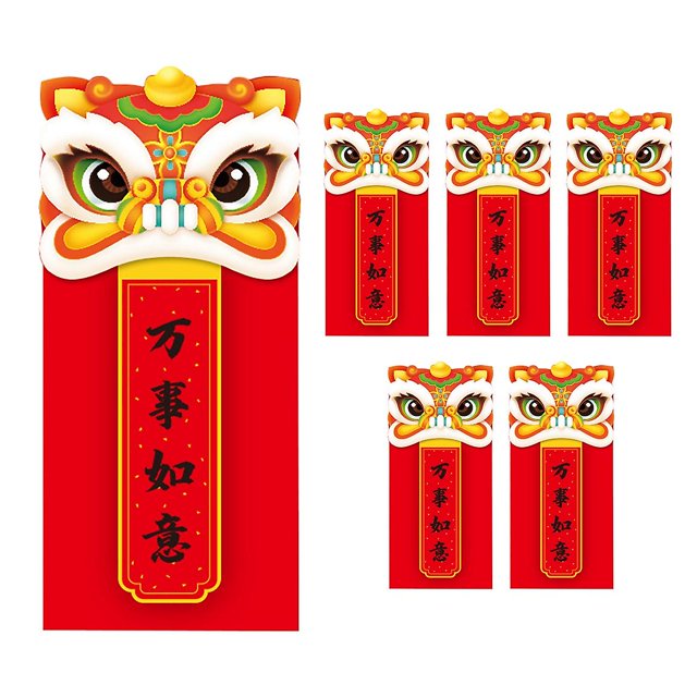 6 sobres rojos chinos, año del tigre Hong Bao Lucky, B Afortunado Sencillez
