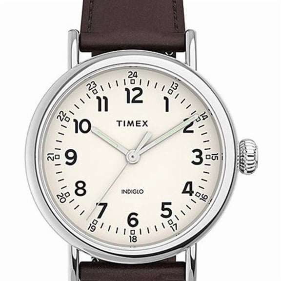 Timex TW2V27800 Men's Standard Indiglo Brown Leather Strap Cream Dial Watch