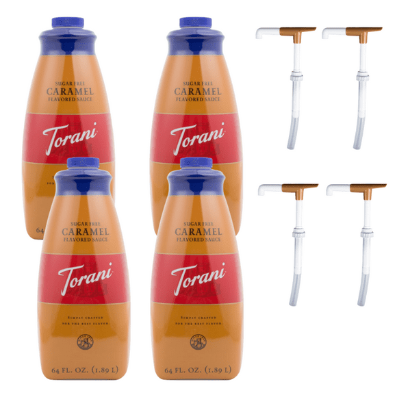 Torani Sugar-Free Caramel Flavoring Sauce 64 fl. oz. Bonus Squeeze Pump