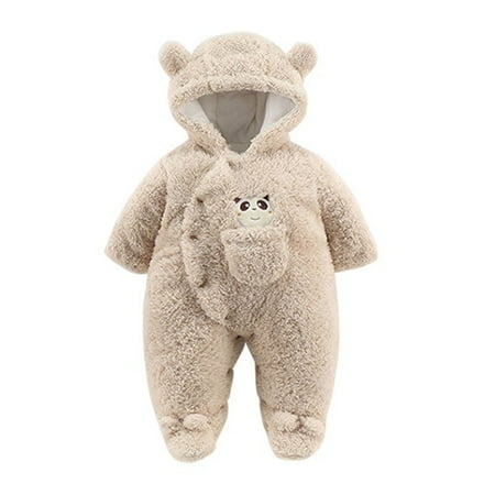 

adviicd Winter Coats for Kids with Hoods Cartoon Bear Romper Jumpsuit Jacket for Baby Boys Girls (Khaki 9-12 Months)