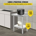 thumbnail image 4 of KFFKFF Stainless Steel Work Table ，24 x 24 x 34 inch Commercial Kitchen Food Prep Worktable Heavy Duty Prep Worktable with Adjustable Shelf ，500 lbs Load, 4 of 9
