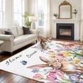 thumbnail image 2 of Area Rug for Living Room, Easter Non-Slip Indoor Large Carpet for Bedroom/Dining Room, Spring Watercolor Tulip Butterfly Flower Plant Washable Low-Profile Rectangle Floor Runner Rugs - 6 x 9 Ft, 2 of 8
