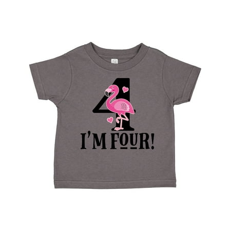 

Inktastic 4th Birthday Flamingo Gift Toddler Toddler Girl T-Shirt