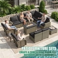 thumbnail image 3 of Clouddwell 13 Piece Outdoor Sectional Set with Swivel Rocker Chairs of 2, Patio Conversation Sets with Fire Pit Table, Black, 3 of 8