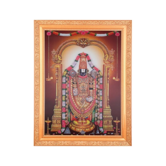 Bm Traders Balaji Tirupati Vintage Collection 5 Dimensional Layer (With 5D Effect) Art Work Photo In Golden Frame Big (14 X 18 Inches)