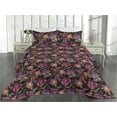thumbnail image 2 of Ambesonne Floral Quilted Bedspread Set 3 Pcs, Peony Flowers Spring Vibes, King, Purple Pink Salmon, 2 of 4