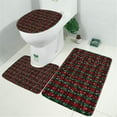 thumbnail image 2 of Red and Green Plaid Christmas Snow Pattern Bathroom Rugs Sets 3 Piece,Toilet Cover Set,Absorbent Non Slip Bathroom Mats Sets with U-Shaped Contour Rug Toilet Rug Set, 2 of 5