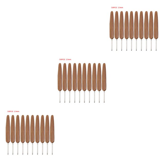 Inteprter 10 Uds ganchos de ganchillo mango de bambú agujas de coser herramientas de bordado de punto, cabezas dobles, 0,5mm Type2 NO2