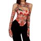 thumbnail image 1 of VISgogo Tops de manga larga para mujer con patrón de flores, ropa de primavera delgada con dobladillo irregular hueco en el hombro del pecho VISgogo  moda, 1 of 9