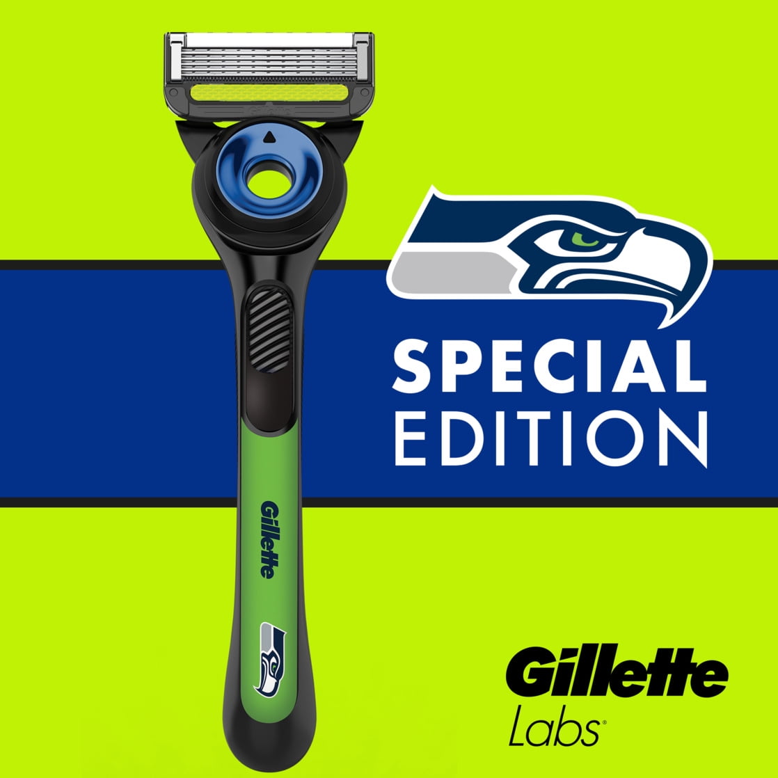 Gillette Labs Official Seahawks Licensed Razor for Men, 1 Handle, 1 Blade Refill
