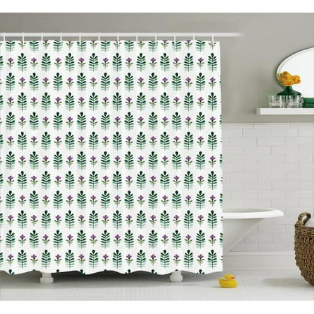 Watercolor Flowers Shower Curtain Violet Blossom Botany Floral