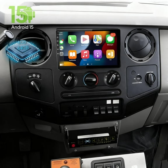 Molaner Android 15 Car Stereo for Ford F-250 F-350 Super Duty 2006-2014 Radio Fit for Wireless Carplay Android Auto 10.1" Touch Screen Built-in GPS MirrorLink WiFi Bluetooth FM, 4 64G