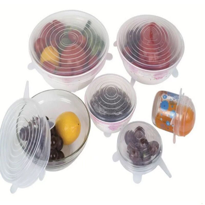 Stretch Bowl Wrap fit all shape 6pcs Reusable & Adjustable Silicone Food Covers