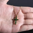 thumbnail image 4 of Women's fashionable green cross pendant necklace, light luxury unique design,Green, 4 of 6
