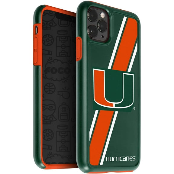 FOCO NCAA Miami Hurricanes Dual Hybrid Case for iPhone 11 Pro Max & XS Max (6.5")