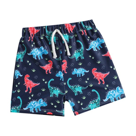 Kids Boys Dinosaur Print Swim Trunks Quick Dry UPF 50 Swim Shorts Elastic Waistband with Drawstring Multicolor,Size 3 T