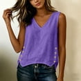 thumbnail image 4 of WRFWUL Womens Cotton Linen Sleeveless Tank Tops V-Neck Side Button Slit Hem Blouses Summer Casual Dressy Outfits, 4 of 6