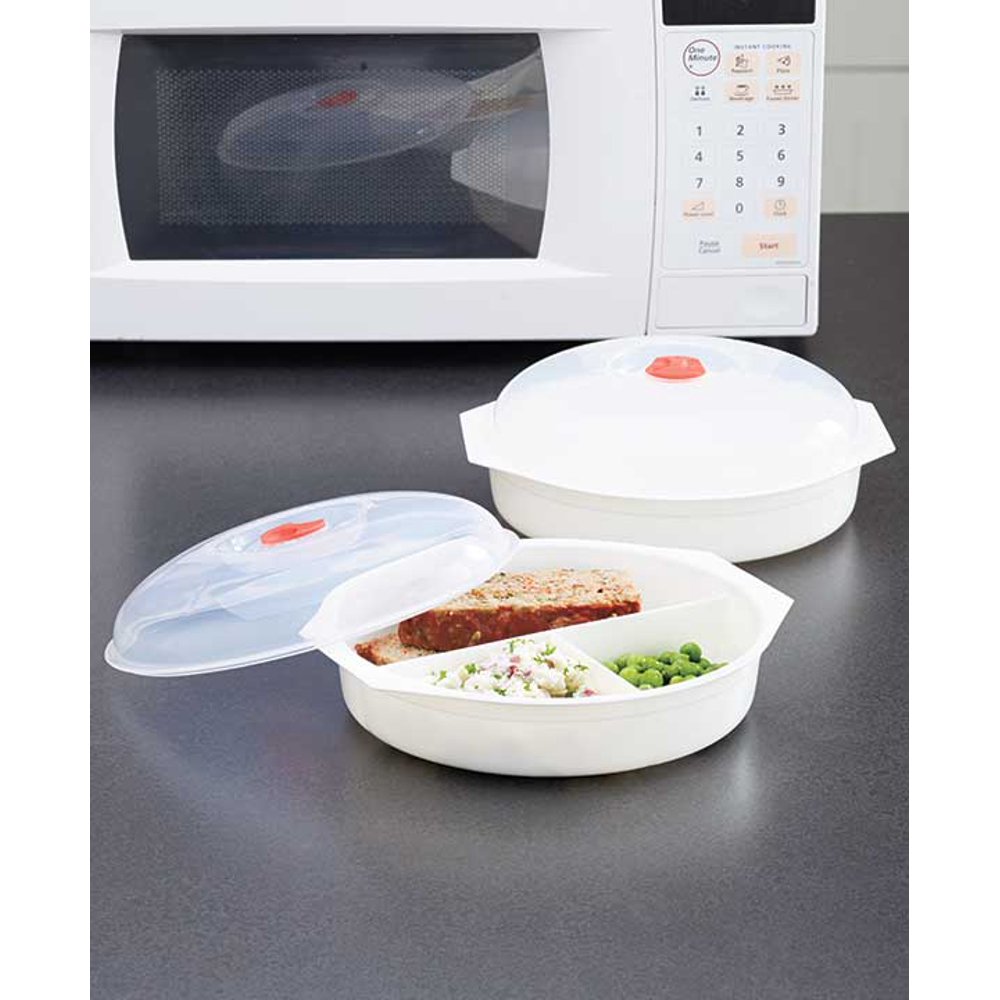 Microwave Must Haves Set of 2 Divided Plates
