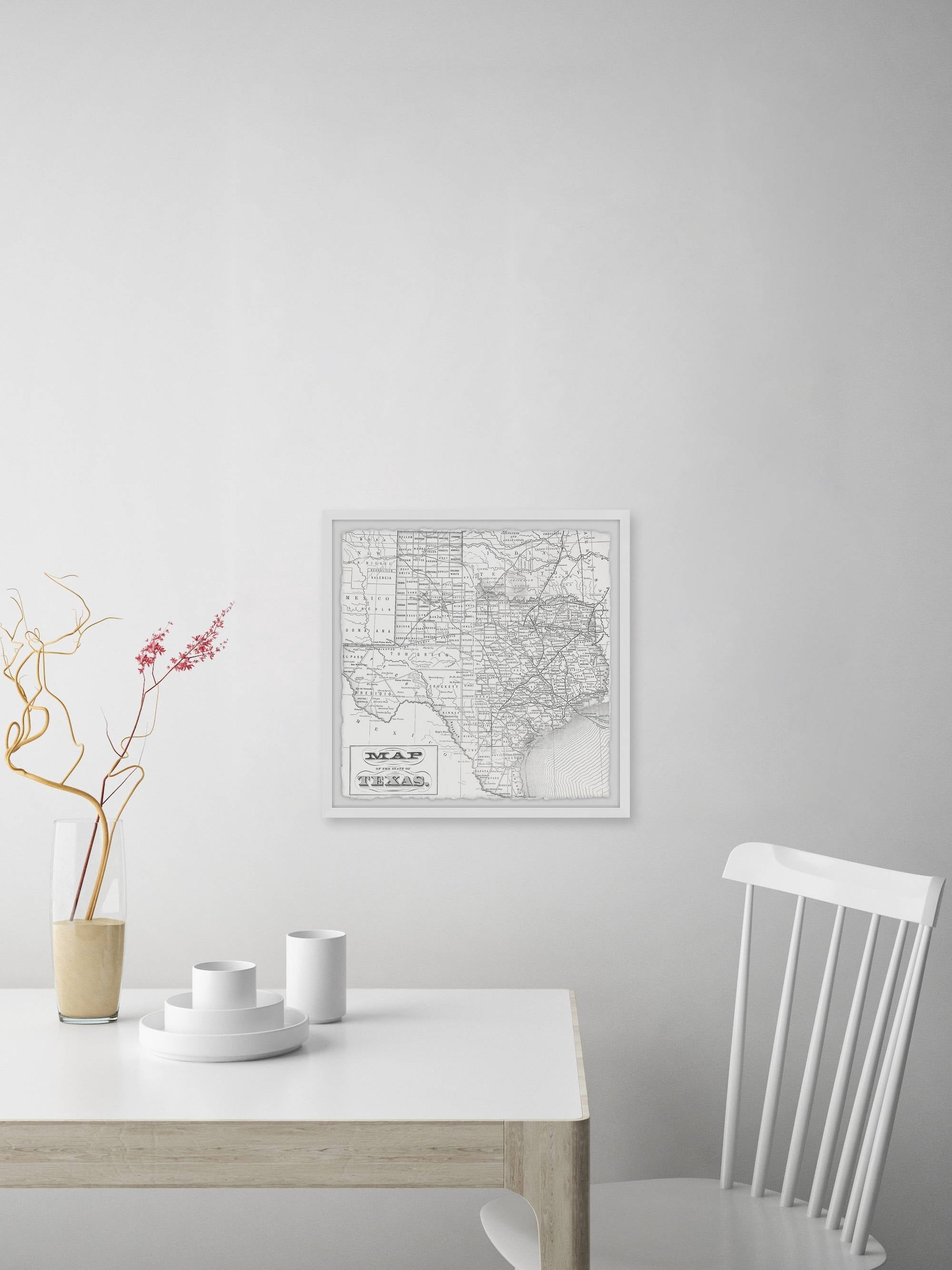 Marmont Hill Vintage Map of the State of Texas Framed Wall Art, 12" x 12"
