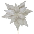 thumbnail image 3 of Northlight 22" Pearl White Glittered Poinsettia Christmas Stem Spray, 3 of 5