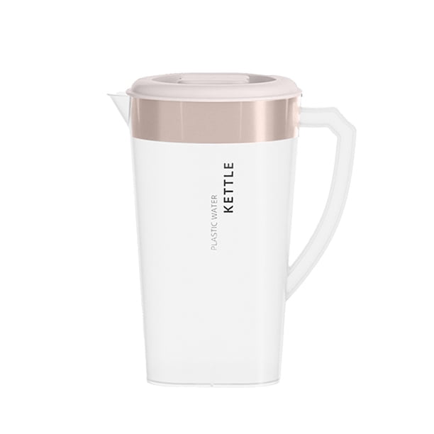 Pisexur Batería de cocina Jarra de plástico transparente con tapa, jarra de agua transparente para bebidas frías, jarra de té helado para limonada, té helado y bebida para la cocina del hogar