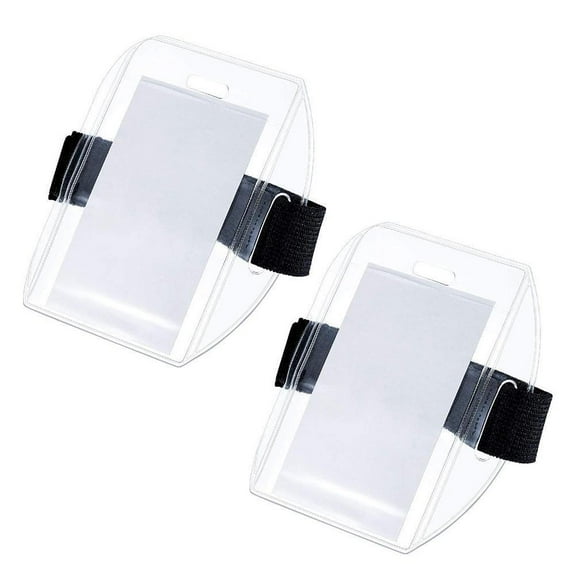 2Pcs Arm Badge Holders Armband ID Card Badge Holders with Hook and Loop Fastener Clear Name Tag Holders