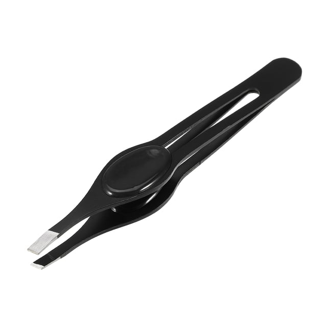 Pinza para cejas Unique Bargains Acero inoxidable 3.78'x0.63' Negro