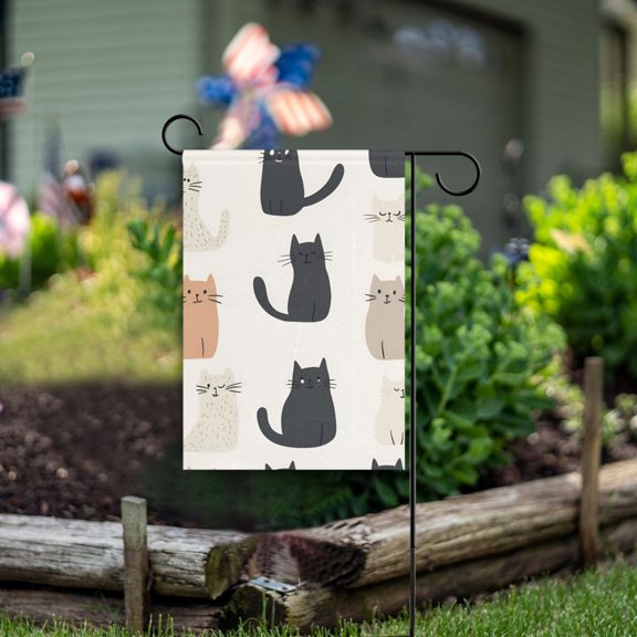 Yayeee Garden Flag 12" x 18" Double Sided Outdoor Yard Lawn Holiday Decorations, Cute Cartoon Cats