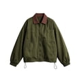 thumbnail image 4 of Byworldtasic Women’s Barn Jacket Loose Zipper Utility Coat Cinchable Hem Workwear Jacket with Pockets, 4 of 6